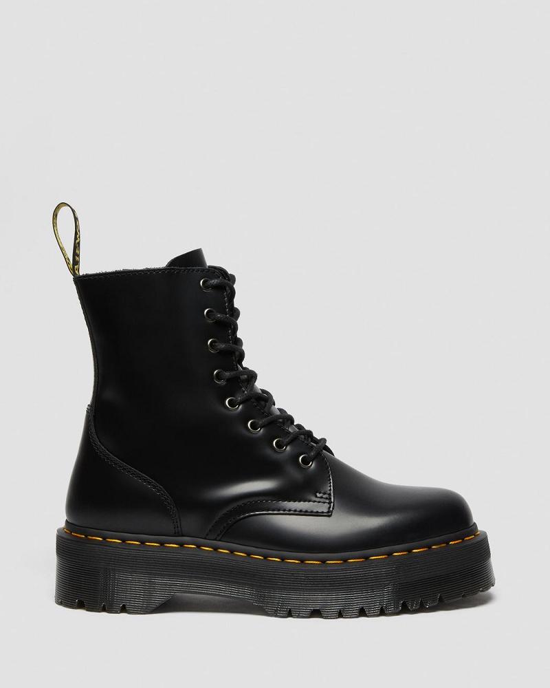 Dr Martens Jadon Smooth Læder Platform Støvler Dame Sort | DK 248NWY